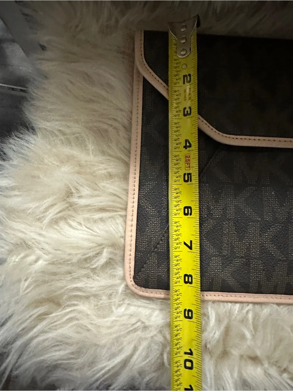 Michael Kors Brown MK Logo Envelope Clutch with Gold Plate